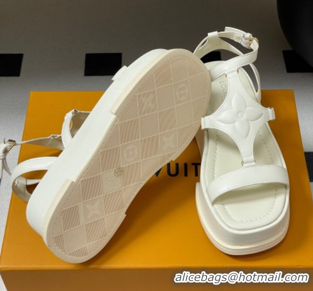 Unique Style Louis Vuitton Maya Platform Sandals 5cm in Calf Leather White 0607067