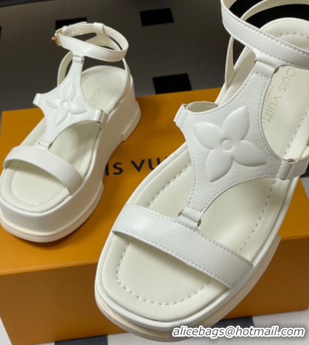 Unique Style Louis Vuitton Maya Platform Sandals 5cm in Calf Leather White 0607067