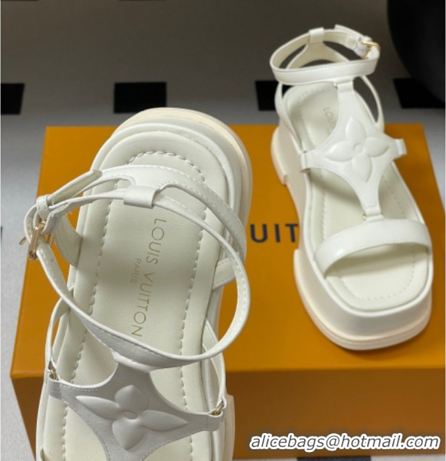Unique Style Louis Vuitton Maya Platform Sandals 5cm in Calf Leather White 0607067