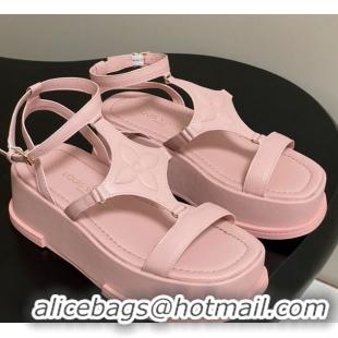 Good Looking Louis Vuitton Maya Platform Sandals 5cm in Calf Leather Pink 0607068