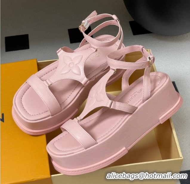 Good Looking Louis Vuitton Maya Platform Sandals 5cm in Calf Leather Pink 0607068
