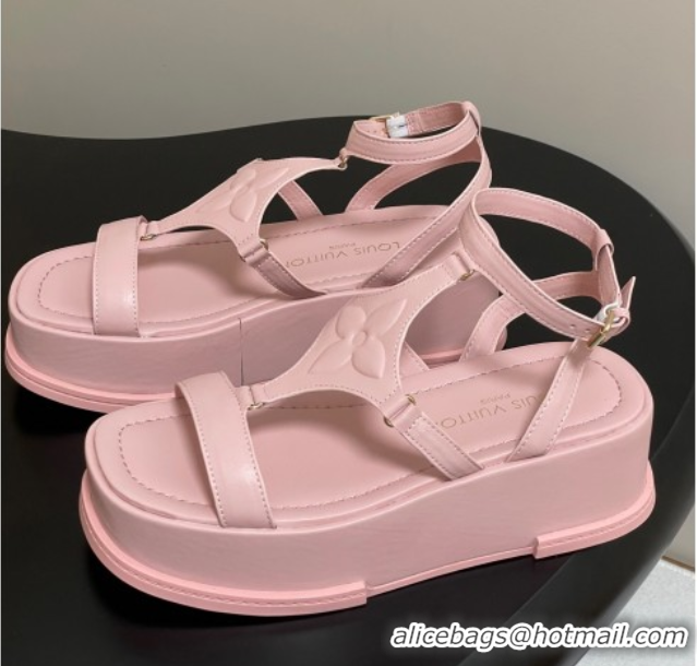 Good Looking Louis Vuitton Maya Platform Sandals 5cm in Calf Leather Pink 0607068