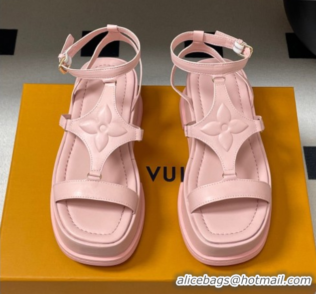 Good Looking Louis Vuitton Maya Platform Sandals 5cm in Calf Leather Pink 0607068