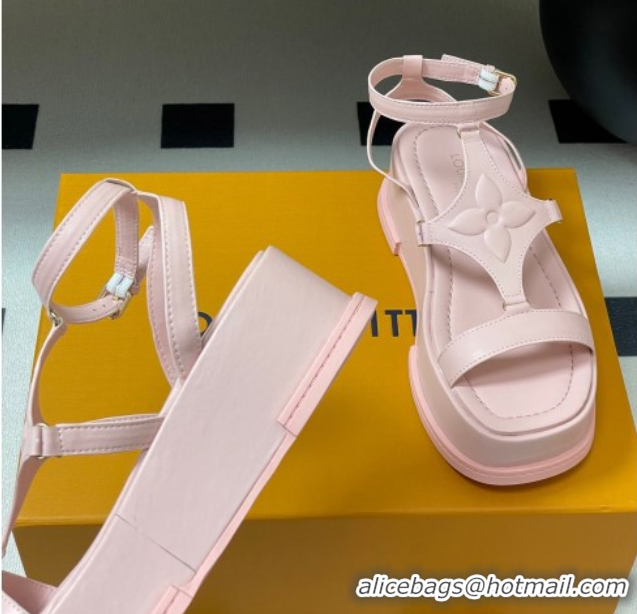 Good Looking Louis Vuitton Maya Platform Sandals 5cm in Calf Leather Pink 0607068