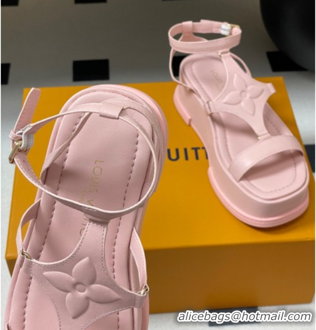 Good Looking Louis Vuitton Maya Platform Sandals 5cm in Calf Leather Pink 0607068