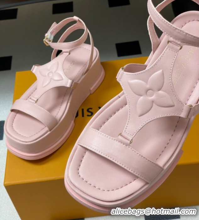 Good Looking Louis Vuitton Maya Platform Sandals 5cm in Calf Leather Pink 0607068