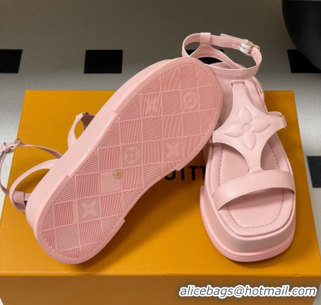Good Looking Louis Vuitton Maya Platform Sandals 5cm in Calf Leather Pink 0607068