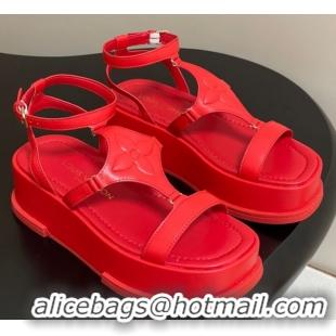 Shop Cheap Louis Vuitton Maya Platform Sandals 5cm in Calf Leather Red 0607069