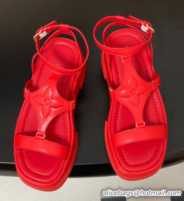 Shop Cheap Louis Vuitton Maya Platform Sandals 5cm in Calf Leather Red 0607069