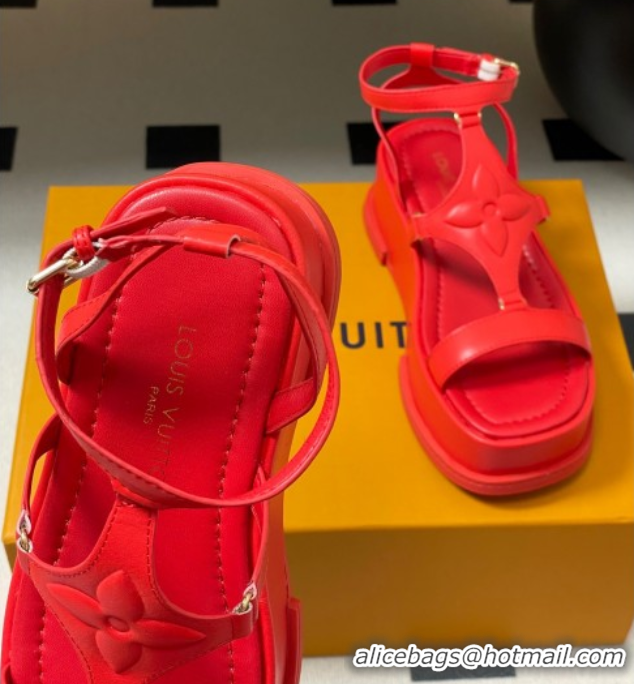 Shop Cheap Louis Vuitton Maya Platform Sandals 5cm in Calf Leather Red 0607069