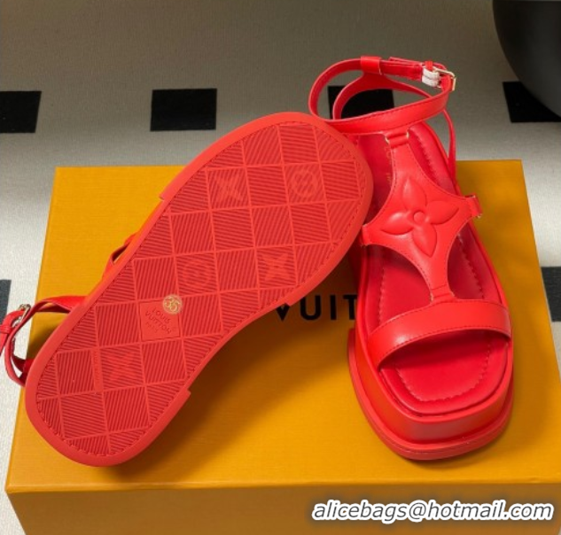 Shop Cheap Louis Vuitton Maya Platform Sandals 5cm in Calf Leather Red 0607069
