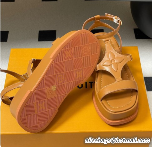 Best Product Louis Vuitton Maya Platform Sandals 5cm in Calf Leather Brown 0607070