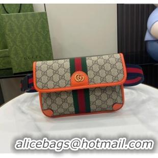 Grade Design Gucci Ophidia GG Small Belt Bag 752597 with Fluorescent Orange Trim 2024