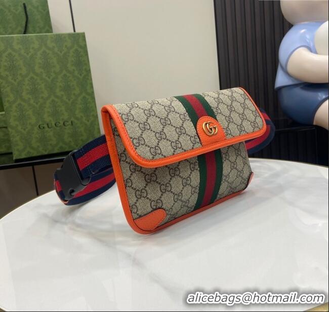 Grade Design Gucci Ophidia GG Small Belt Bag 752597 with Fluorescent Orange Trim 2024