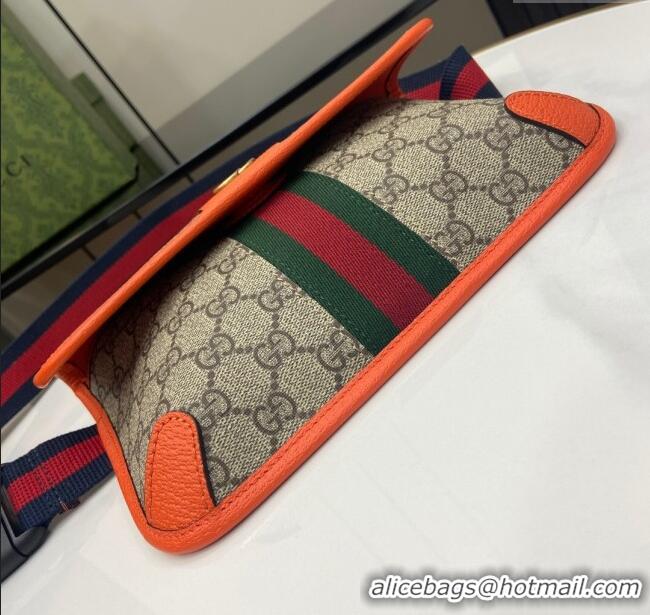 Grade Design Gucci Ophidia GG Small Belt Bag 752597 with Fluorescent Orange Trim 2024