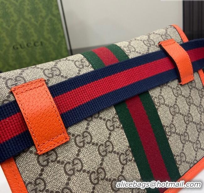 Grade Design Gucci Ophidia GG Small Belt Bag 752597 with Fluorescent Orange Trim 2024