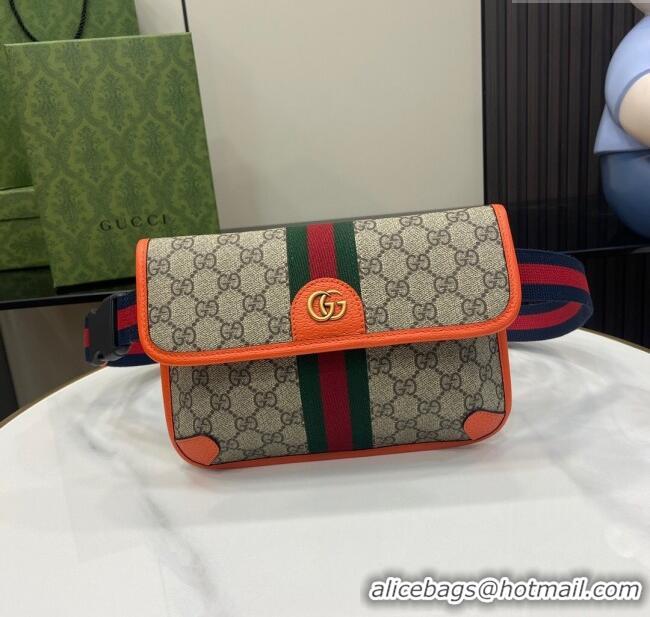 Grade Design Gucci Ophidia GG Small Belt Bag 752597 with Fluorescent Orange Trim 2024