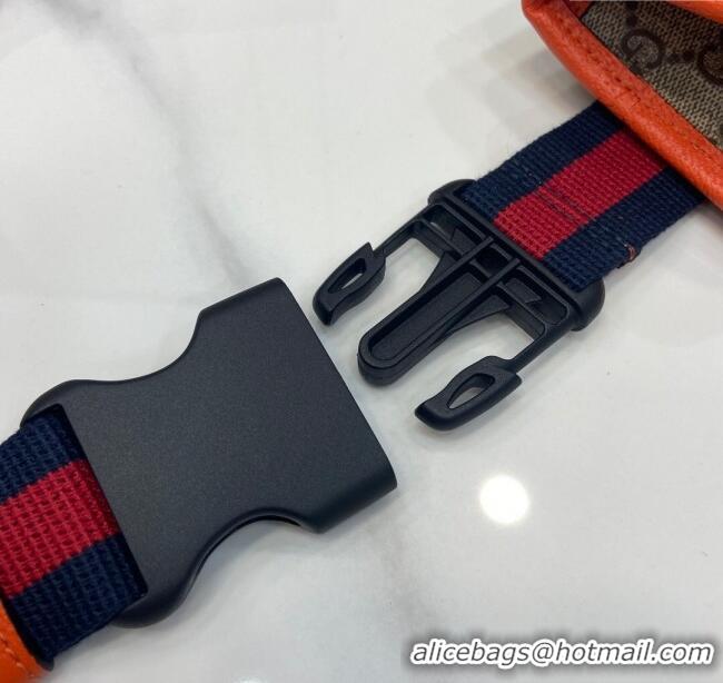 Grade Design Gucci Ophidia GG Small Belt Bag 752597 with Fluorescent Orange Trim 2024