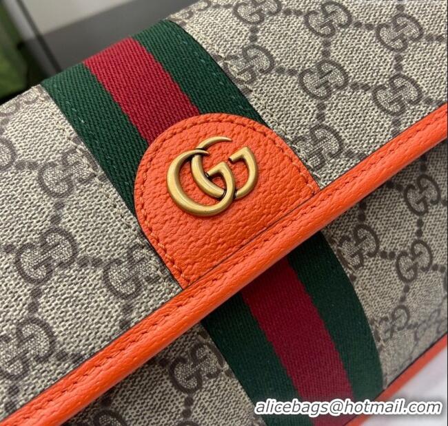 Grade Design Gucci Ophidia GG Small Belt Bag 752597 with Fluorescent Orange Trim 2024