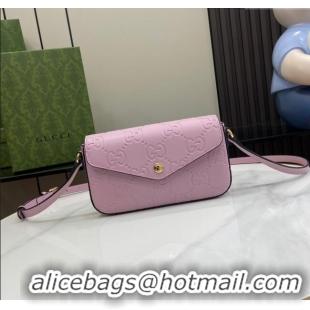 Top Quality Gucci GG Leather Super Mini Shoulder Bag 772794 Lilac/Black 2024