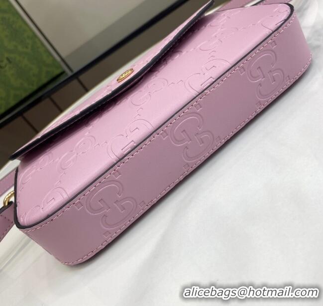 Top Quality Gucci GG Leather Super Mini Shoulder Bag 772794 Lilac/Black 2024