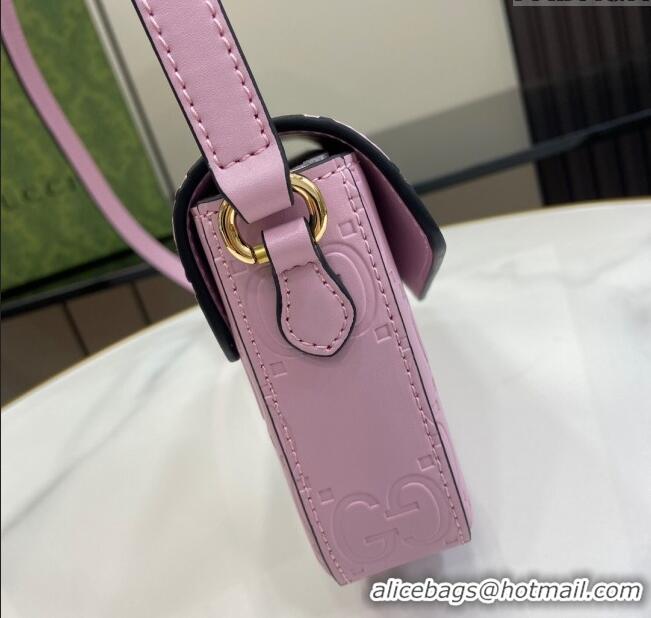 Top Quality Gucci GG Leather Super Mini Shoulder Bag 772794 Lilac/Black 2024