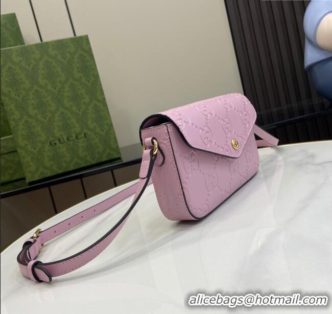 Top Quality Gucci GG Leather Super Mini Shoulder Bag 772794 Lilac/Black 2024