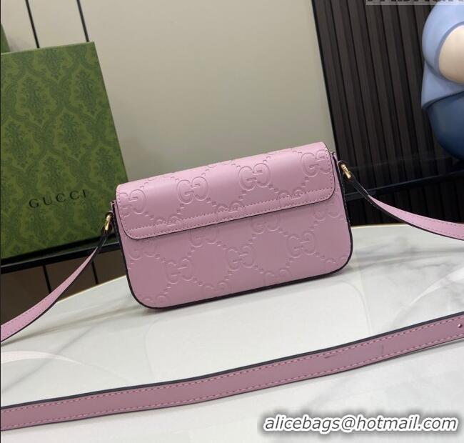 Top Quality Gucci GG Leather Super Mini Shoulder Bag 772794 Lilac/Black 2024