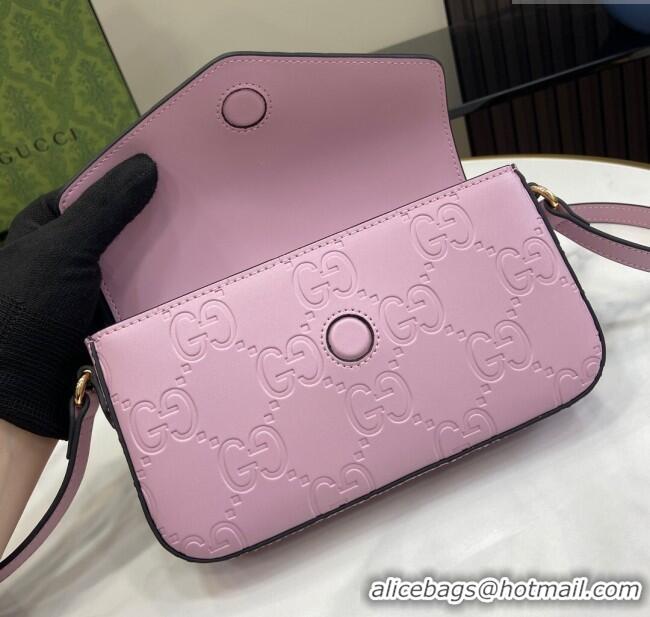 Top Quality Gucci GG Leather Super Mini Shoulder Bag 772794 Lilac/Black 2024