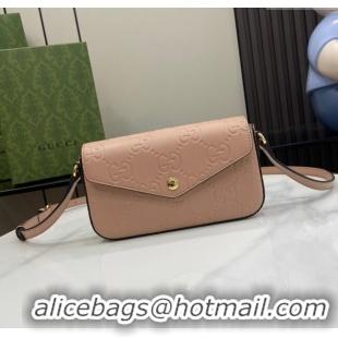 Good Taste Gucci GG Leather Super Mini Shoulder Bag 772794 Nude Pink/Black 2024