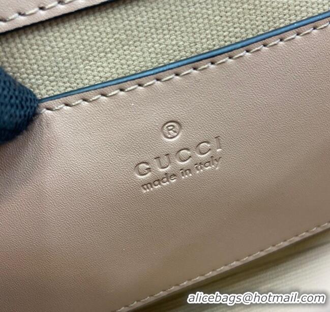 Good Taste Gucci GG Leather Super Mini Shoulder Bag 772794 Nude Pink/Black 2024