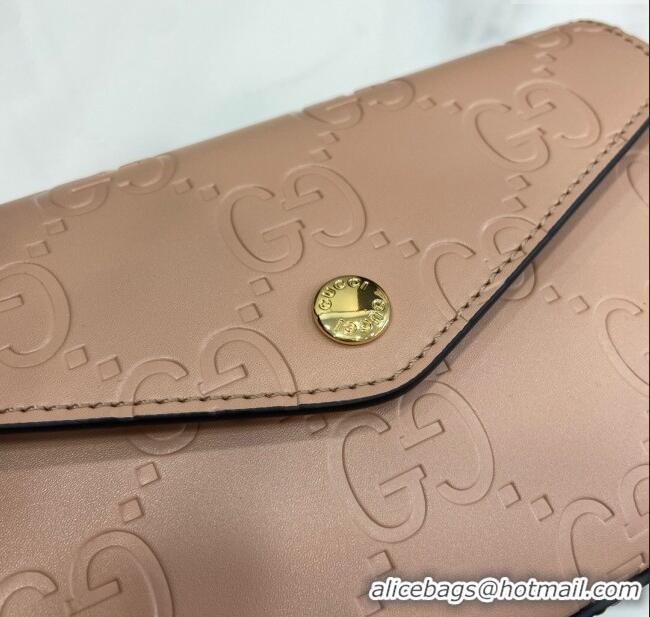 Good Taste Gucci GG Leather Super Mini Shoulder Bag 772794 Nude Pink/Black 2024