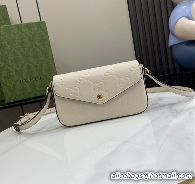 Well Crafted Gucci GG Leather Super Mini Shoulder Bag 772794 White/Black 2024