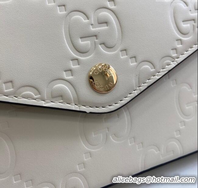Well Crafted Gucci GG Leather Super Mini Shoulder Bag 772794 White/Black 2024
