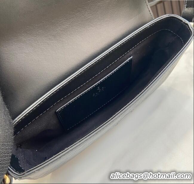 Top Design Gucci GG Leather Super Mini Shoulder Bag 772794 All Black 2024