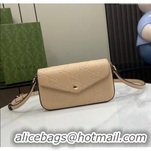 ​Popular Style Gucci GG Leather Super Mini Shoulder Bag 772794 Apricot/Black 2024