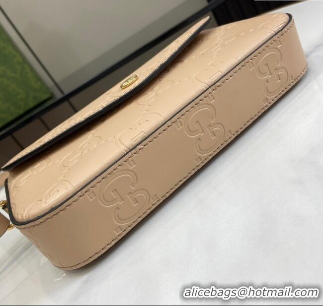 ​Popular Style Gucci GG Leather Super Mini Shoulder Bag 772794 Apricot/Black 2024