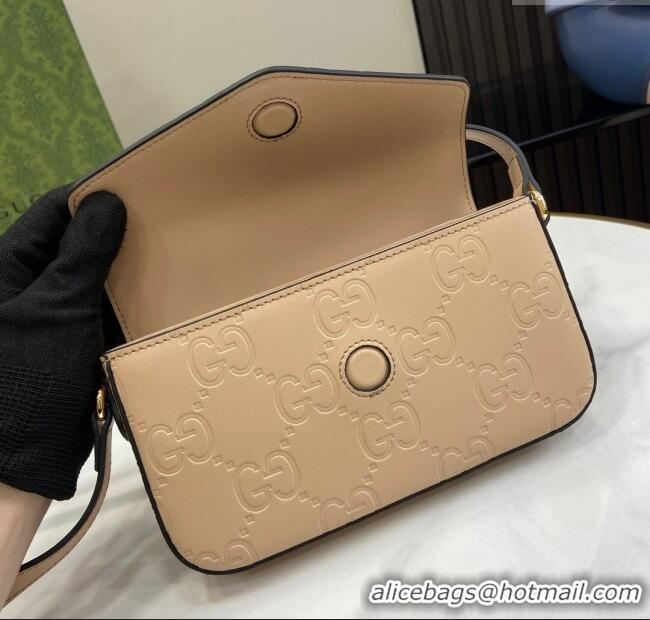 ​Popular Style Gucci GG Leather Super Mini Shoulder Bag 772794 Apricot/Black 2024