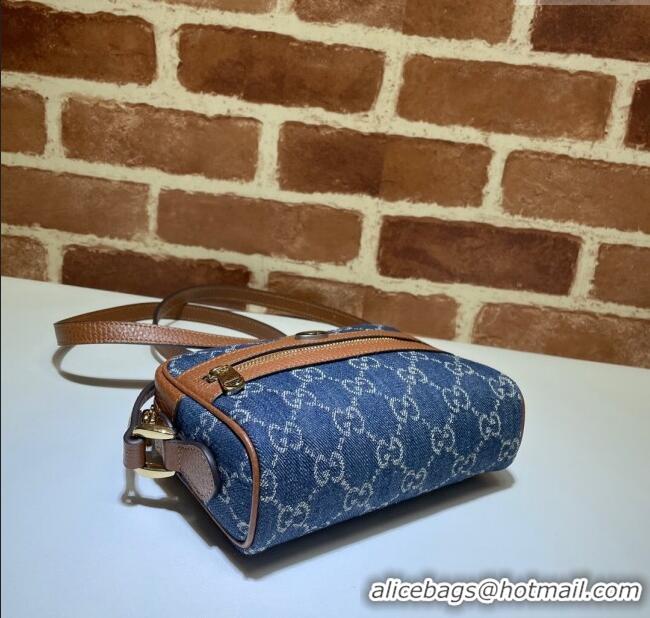 Famous Brand Gucci Ophidia GG Denim Mini Bag 517350 Blue 2024