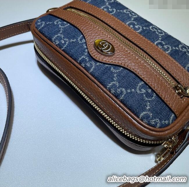 Famous Brand Gucci Ophidia GG Denim Mini Bag 517350 Blue 2024
