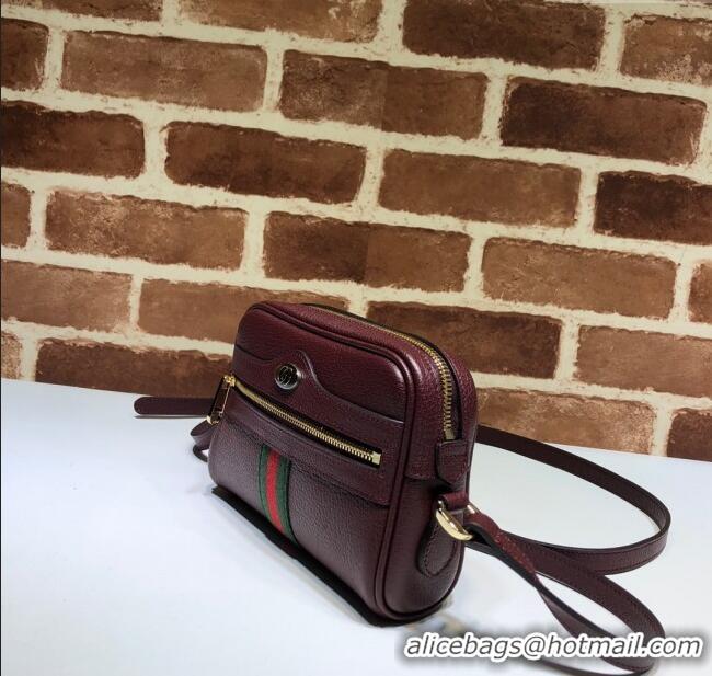 Good Product Gucci Ophidia Leather Mini Bag 517350 Burgundy 2024