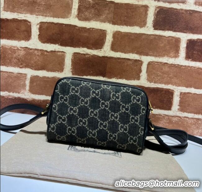 Top Grade Gucci Ophidia GG Denim Mini Bag 517350 Black 2024