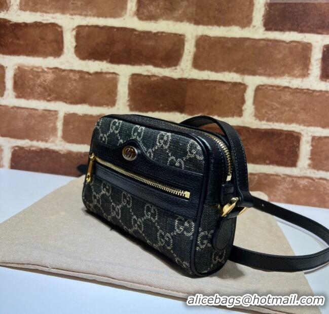 Top Grade Gucci Ophidia GG Denim Mini Bag 517350 Black 2024