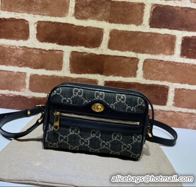 Top Grade Gucci Ophidia GG Denim Mini Bag 517350 Black 2024
