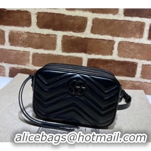 Best Product Gucci GG Marmont Chevron Leather Mini Shoulder Bag 634936 All Black 2024