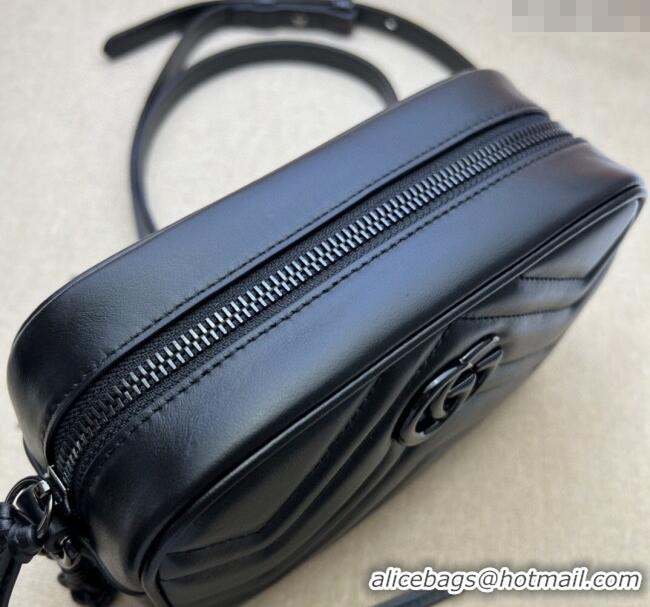 Best Product Gucci GG Marmont Chevron Leather Mini Shoulder Bag 634936 All Black 2024