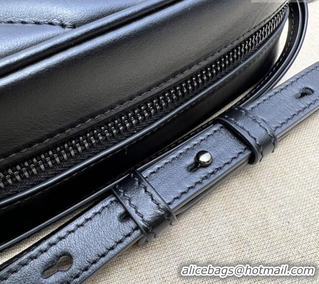 Best Product Gucci GG Marmont Chevron Leather Mini Shoulder Bag 634936 All Black 2024