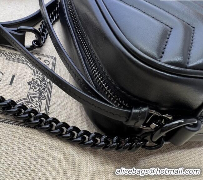 Best Product Gucci GG Marmont Chevron Leather Mini Shoulder Bag 634936 All Black 2024