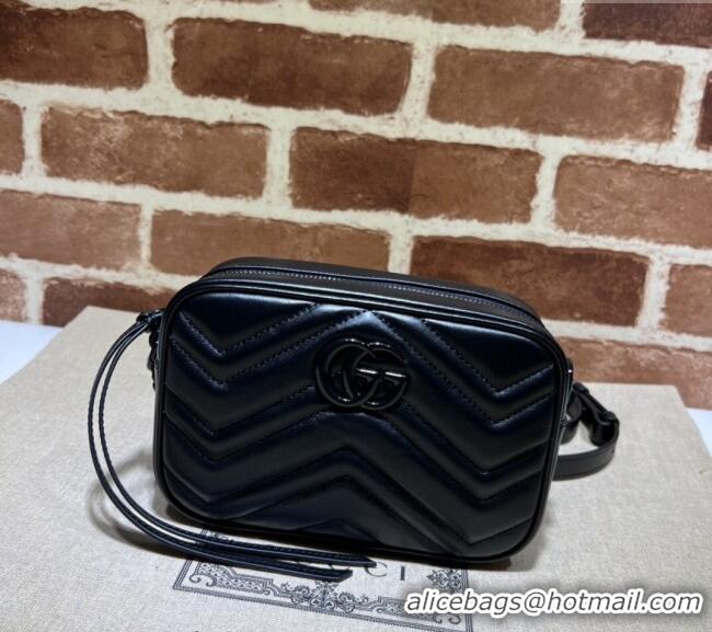 Best Product Gucci GG Marmont Chevron Leather Mini Shoulder Bag 634936 All Black 2024