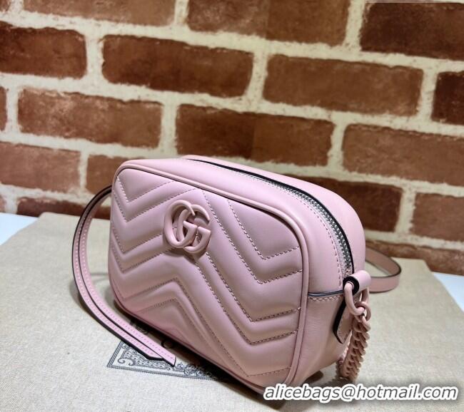 Luxury Discount Gucci GG Marmont Chevron Leather Mini Shoulder Bag 634936 All Pink 2024